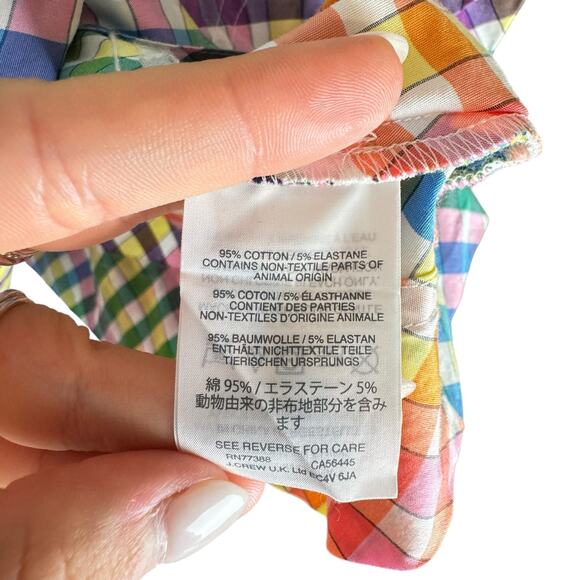 J. Crew Multicolor Rainbow Gingham Print Button Front Relaxed Camisole Tank Top - Picture 14 of 15